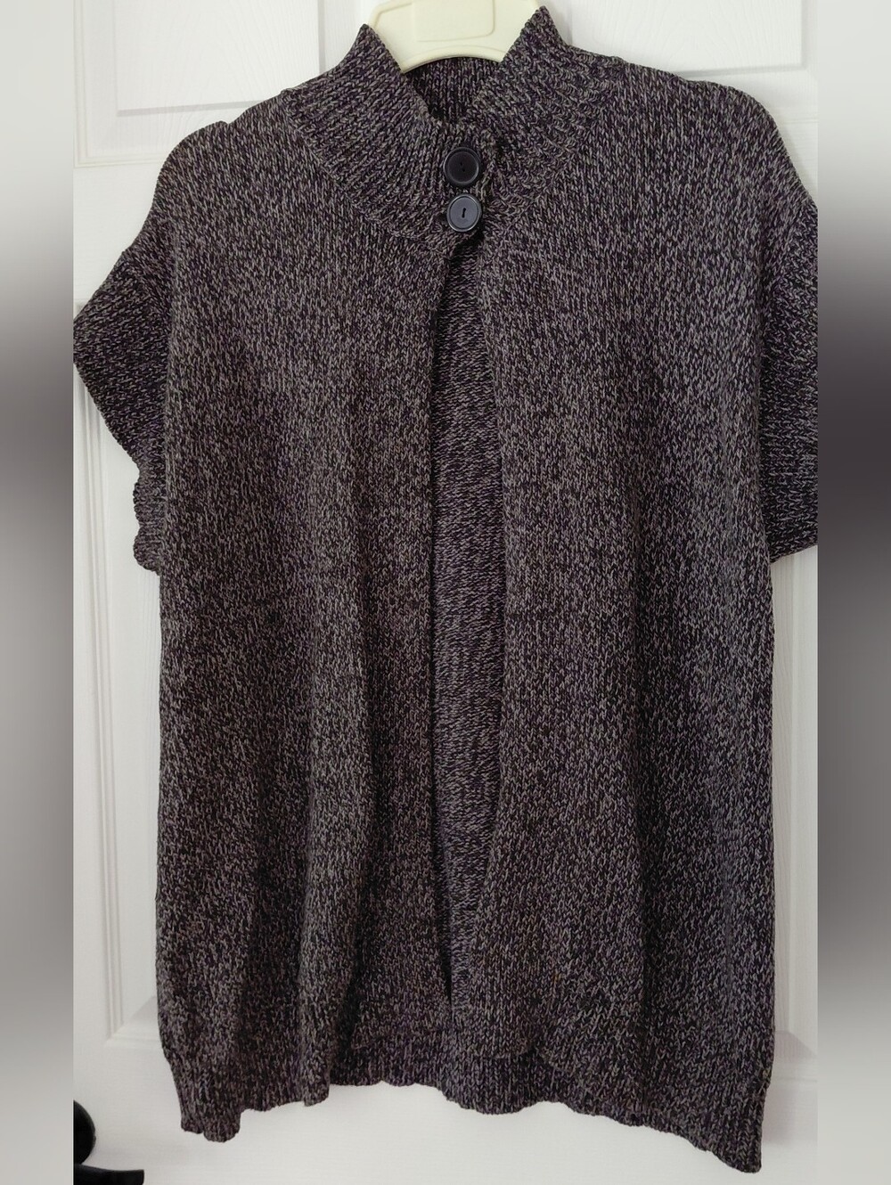 Bobbie Brooks Dark Heather Short-Sleeve Open-Front Knit Cardigan